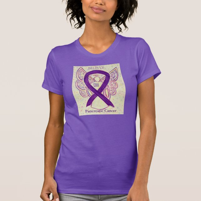 Pancreatic Cancer Awareness Ribbon Angel Shirt (Front)