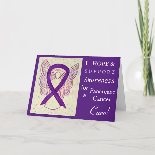 Pancreatic Cancer Awareness Ribbon Greeting Card (Front)
