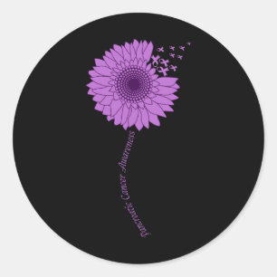 Pancreatic Cancer Awareness Sunflower Purple Classic Round Sticker