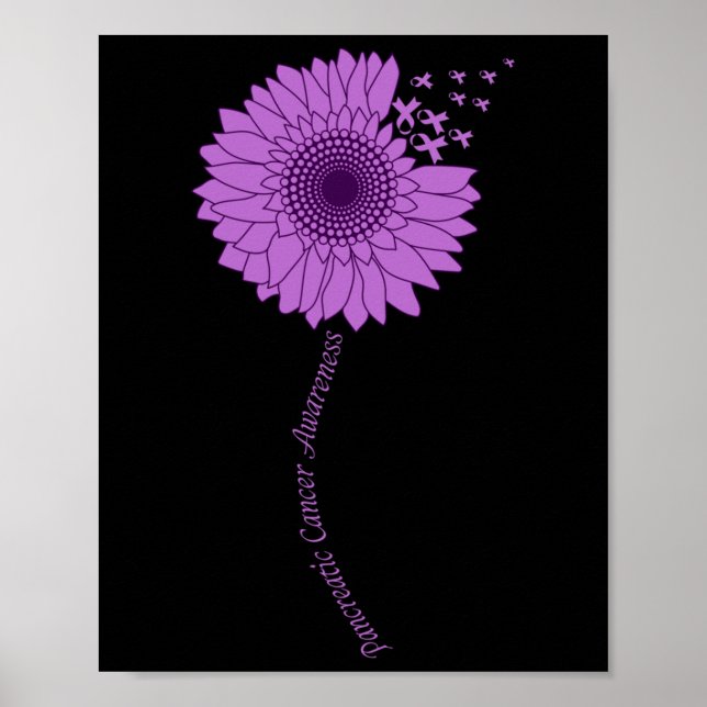 Pancreatic Cancer Awareness Sunflower Purple Poster (Front)