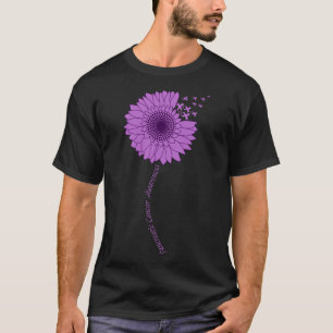 Pancreatic Cancer Awareness Sunflower Purple T-Shirt