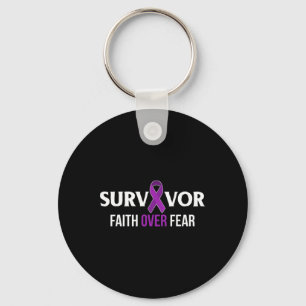 Pancreatic Cancer Awareness Survivor Gift Purple R Key Ring