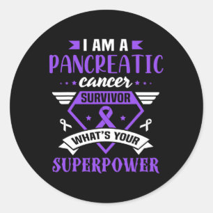 Pancreatic Cancer Awareness Survivor Purple Ribbon Classic Round Sticker