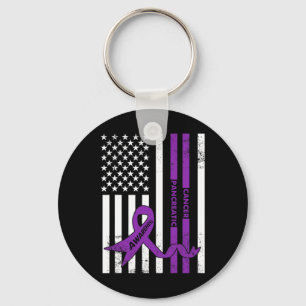 Pancreatic Cancer Awareness USA American Flag Key Ring