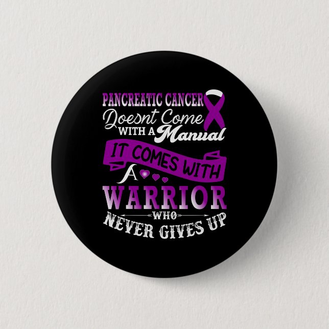 Pancreatic Cancer Awareness Warrior Support Purple 6 Cm Round Badge (Front)