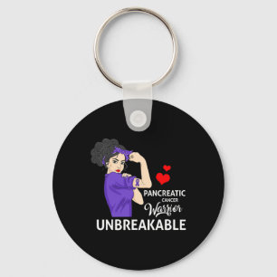 Pancreatic Cancer Awareness Warrior Unbreakable Wo Key Ring