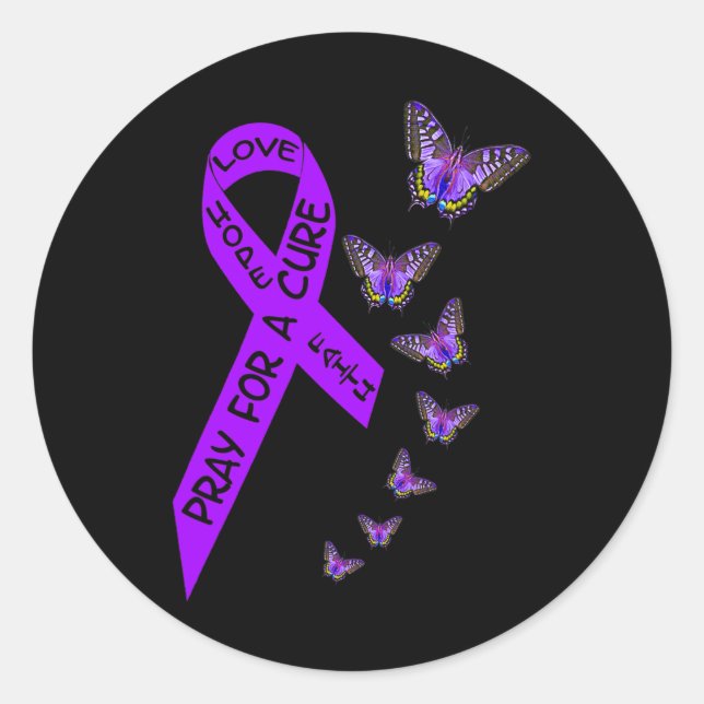 Pancreatic Cancer Awareness Women Butterfly Religi Classic Round Sticker (Front)