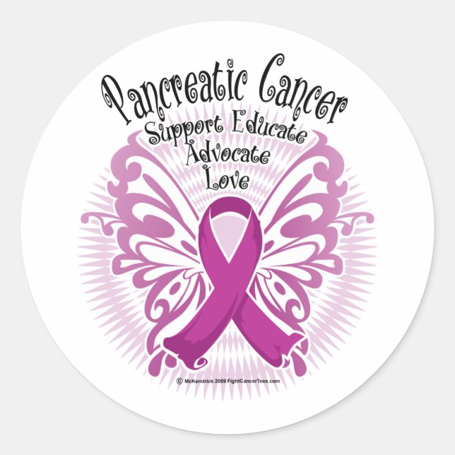 Pancreatic Cancer Butterfly 3 Classic Round Sticker (Front)