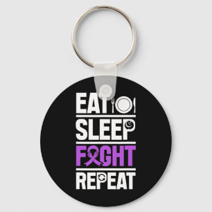 Pancreatic Cancer Eat Sleep Fight Purple Ribbon Aw Key Ring