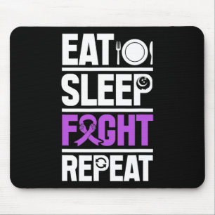Pancreatic Cancer Eat Sleep Fight Purple Ribbon Aw Mouse Pad