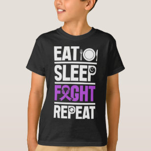 Pancreatic Cancer Eat Sleep Fight Purple Ribbon Aw T-Shirt