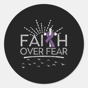 Pancreatic Cancer Faith Over Fear Purple Ribbon  Classic Round Sticker