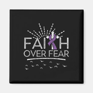 Pancreatic Cancer Faith over Fear Purple Ribbon  Magnet