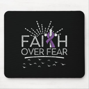 Pancreatic Cancer Faith over Fear Purple Ribbon Mouse Pad