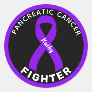 Pancreatic Cancer Fighter Ribbon Black Classic Round Sticker