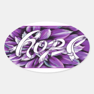Pancreatic cancer floral hope products oval sticker
