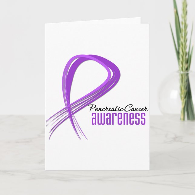 Pancreatic Cancer Grunge Ribbon Card (Front)