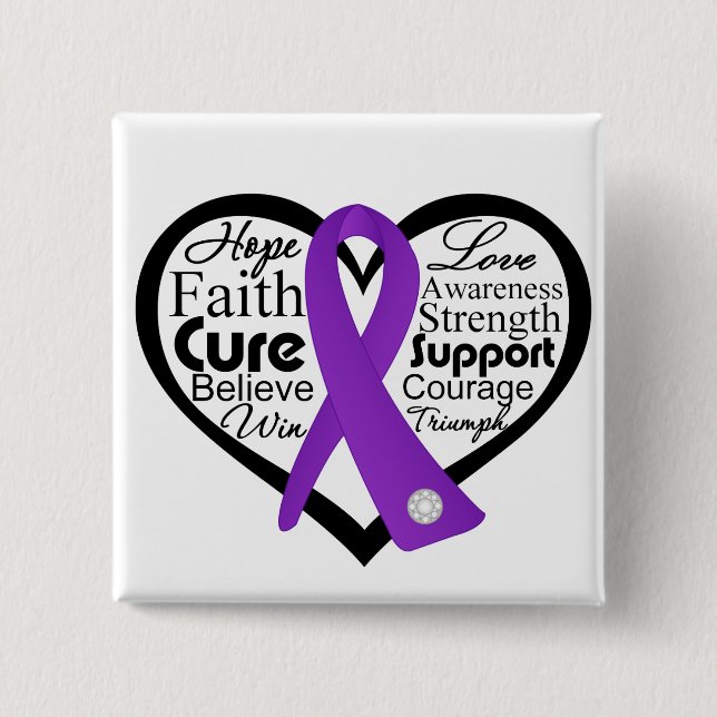 Pancreatic Cancer Heart Ribbon Collage 15 Cm Square Badge (Front)