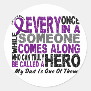 Pancreatic Cancer HERO COMES ALONG 1 Dad Classic Round Sticker