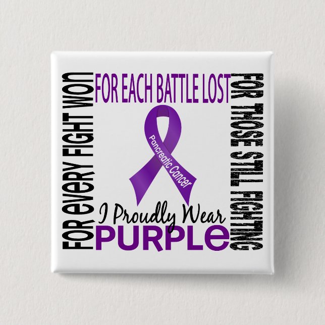 Pancreatic Cancer I Proudly Wear Purple 2 15 Cm Square Badge (Front)