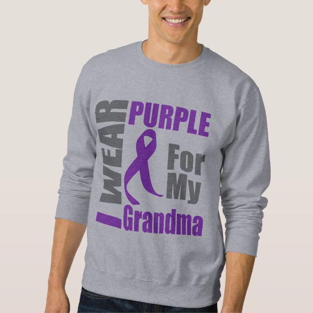 Pancreatic Cancer I Wear Purple Ribbon Grandma Sweatshirt (Front)