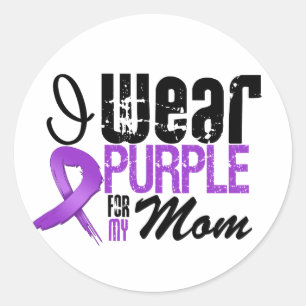 Pancreatic Cancer I Wear Purple Ribbon MOM Classic Round Sticker