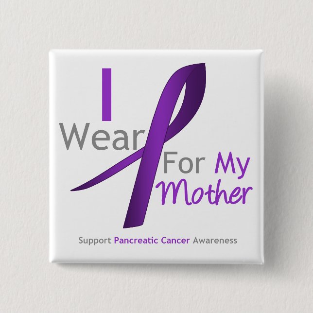 Pancreatic Cancer I Wear Purple Ribbon Mother 15 Cm Square Badge (Front)