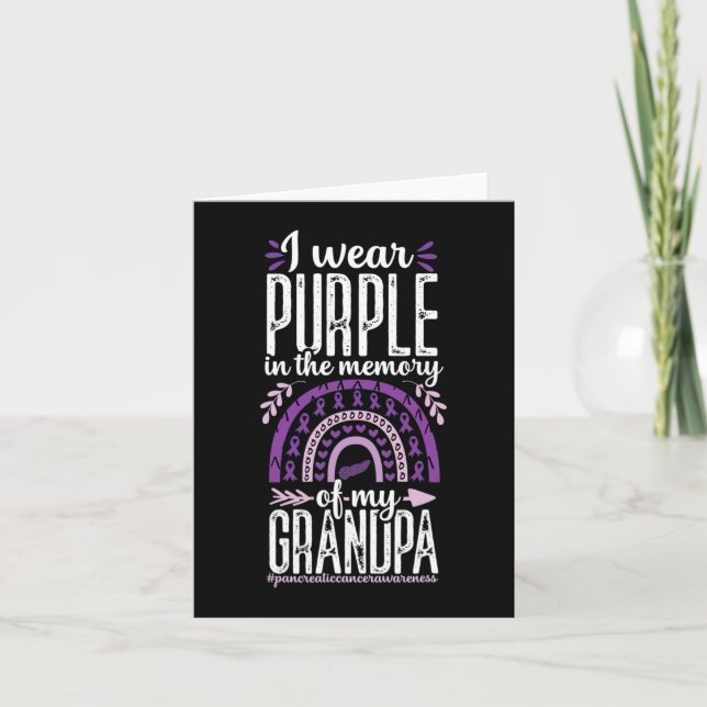Pancreatic Cancer in Memory of Grandpa Rainbow Pur Card (Front)
