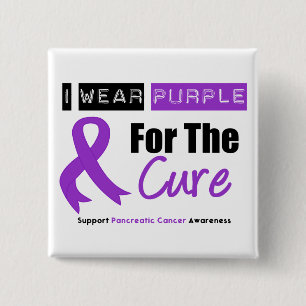 Pancreatic Cancer Purple Ribbon For The CURE 15 Cm Square Badge