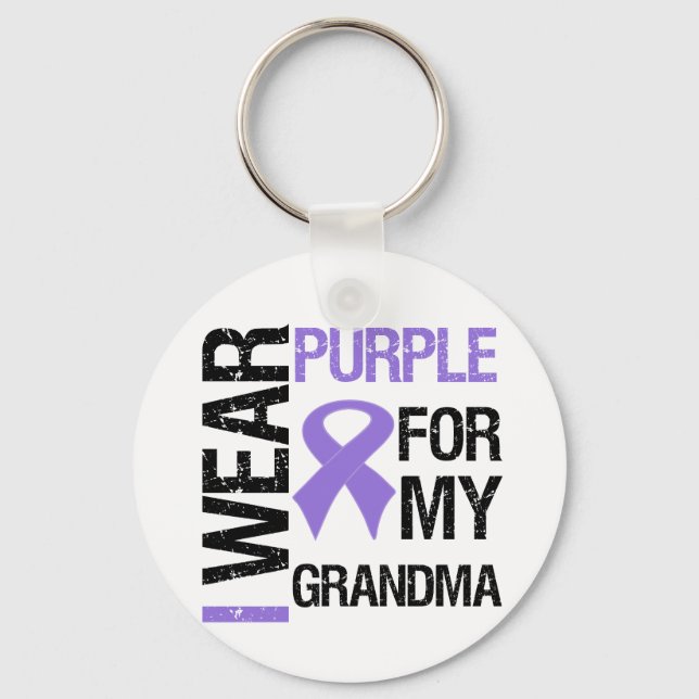 Pancreatic Cancer Purple Ribbon (Grandma) Key Ring (Front)