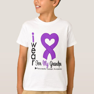 Pancreatic Cancer Purple Ribbon Support Grandpa T-Shirt