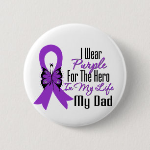 Pancreatic Cancer Ribbon My Hero My Dad 6 Cm Round Badge