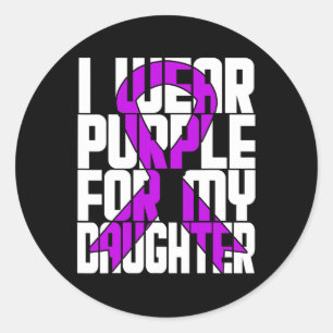 Pancreatic Cancer Wear Purple Ribbon for Daughter  Classic Round Sticker