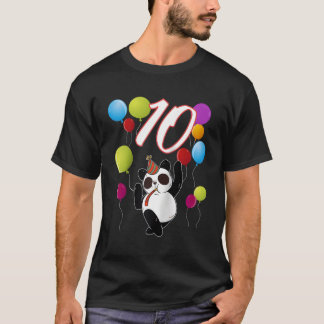 Panda 10 Years Panda With Balloons Baseball T-Shirt