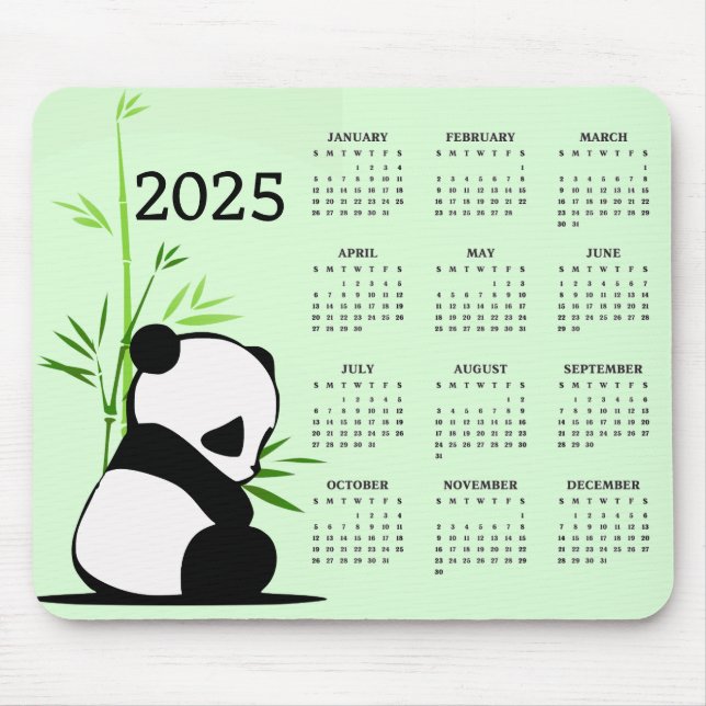 Panda 2025 Calendar Mousepad (Front)
