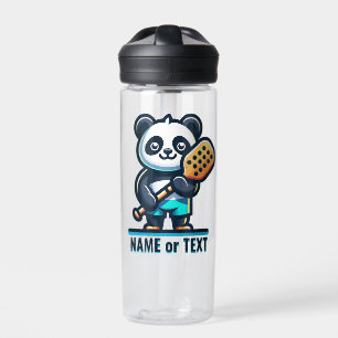 PANDA add your own text - Pickleball Mascot Player Water Bottle