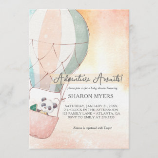 Panda Adventure Awaits Baby Shower Invitation