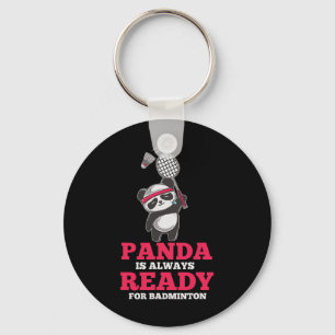 Panda Always Ready Dminton Player Bear Animal Love Key Ring
