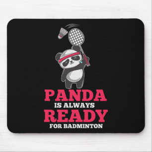 Panda Always Ready Dminton Player Bear Animal Love Mouse Pad