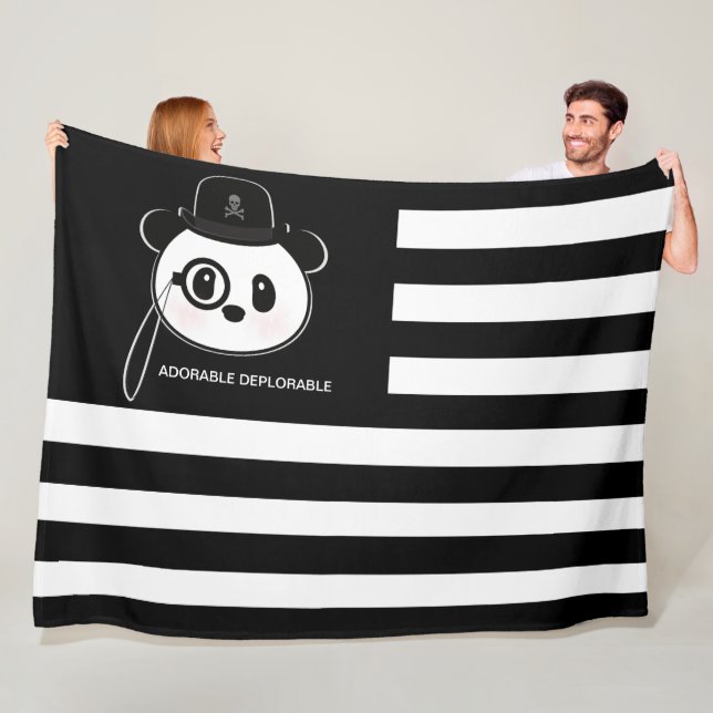 Panda American Flag Panda Bear US Flag Theme Fleece Blanket (In Situ)
