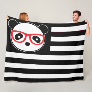 Panda American Flag Panda Bear US Flag Theme Fleece Blanket
