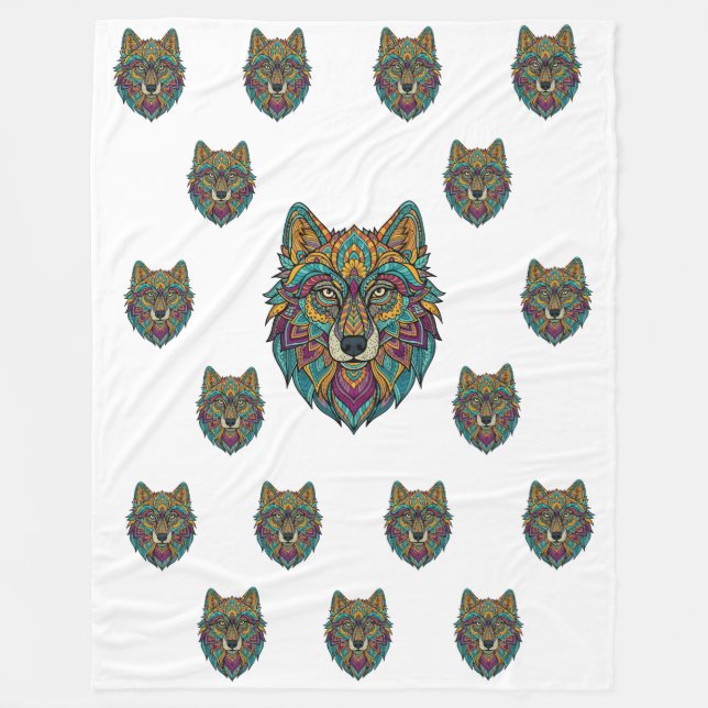 Panda and Abstract Wolf Art Big Size Blanket – Mod (Front)