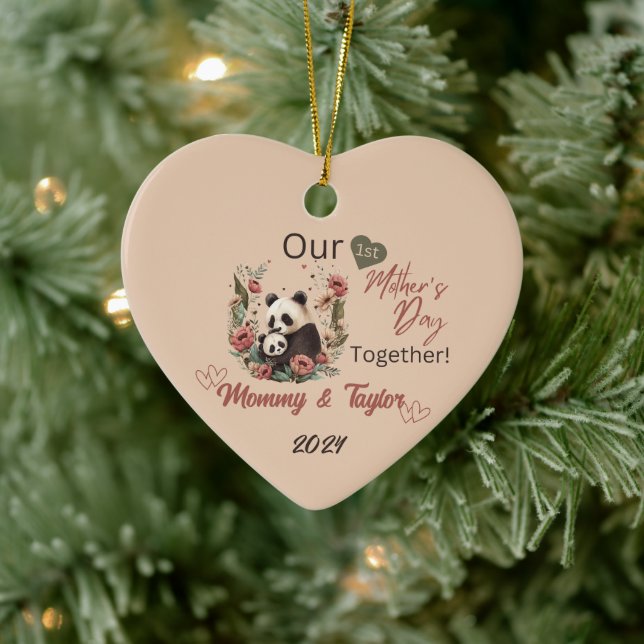 Panda and baby, Our First Mother's day Together Ceramic Tree Decoration (Tree)