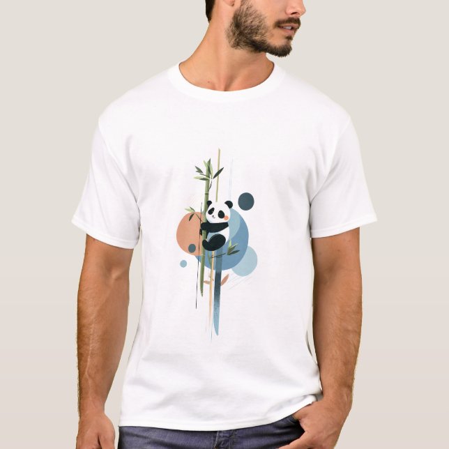 Panda and Bamboo Illustration T-Shirt (Front)