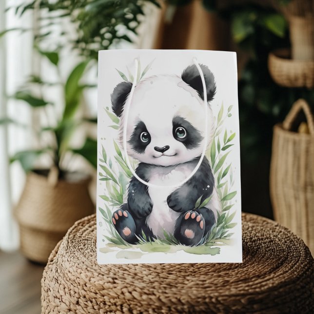 Panda and Bamboo Medium Gift Bag (Panda and Bamboo Greeting Card)