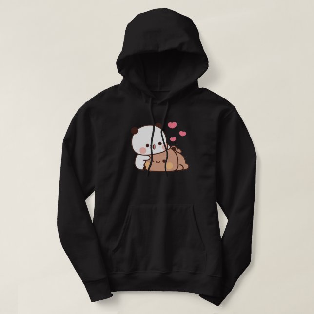 Panda And Brownie Bear Couple  Hoodie (Design Front)