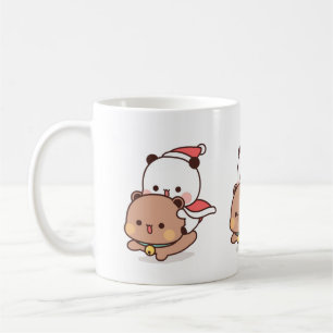 Panda And Brownie Bear Couple, Merry Christmas Coffee Mug
