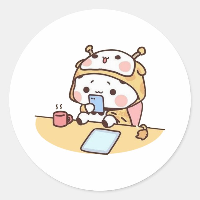 Panda And Brownie Bear Couple Relaxing Classic Round Sticker (Front)