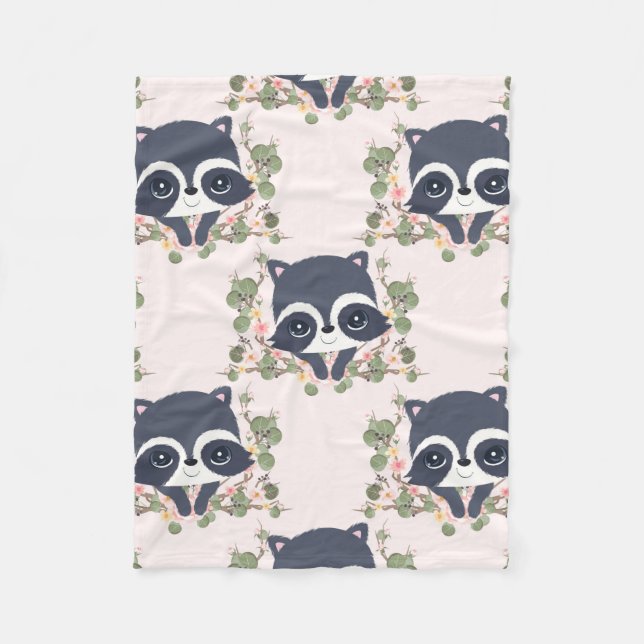 Panda And Flower Tattoo Fleece Blanket (Front)
