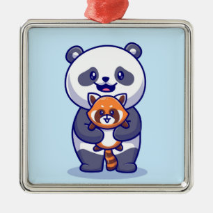 Panda and Fox Metal Tree Decoration